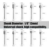 Tungsten Carbide Rotary Burr Set for Dremel, 10PCS Carbide Double Cut Carving Burr Bits with 1/8” Shank Rotary Tool Accessories for Woodworking, FOTYBEI