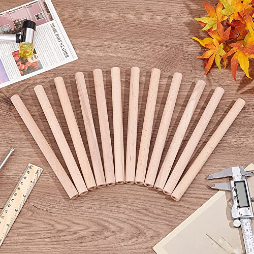 OLYCRAFT 12Pcs 7.9x0.6 Inch Hollow Wood Sticks Round Wooden Dowel Rod with 0.3 Inch Hole Unfinished Beech Wood Rods Natural Wood Round Rods for DIY OLYCRAFT
