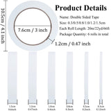 6 Rolls Double Sided Tape for Crafts, Multi-Size Double-Sided Adhesive Tape for Arts, Photography, Gift Box, Scrapbooking, Card Making, Paper Backing SmaringWing