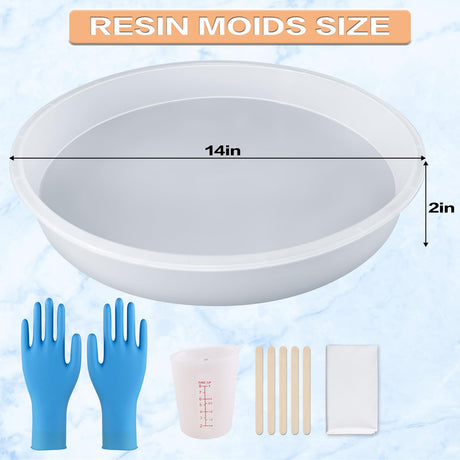 14 Inch Deep Round Large Tray Resin Mold, Silicone Molds for Epoxy Resin, for Floral Preservation,Clock,River Table, Coffee Table, Resin Art，Home SIMEIQI