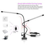 YGS-Tech LED Black Light Dual Head, 20W UV Light Fixture with Clamp, 395-405nm UV Gooseneck Lamp USB Powered for Blacklight Party, Stage Lighting, YGS-Tech