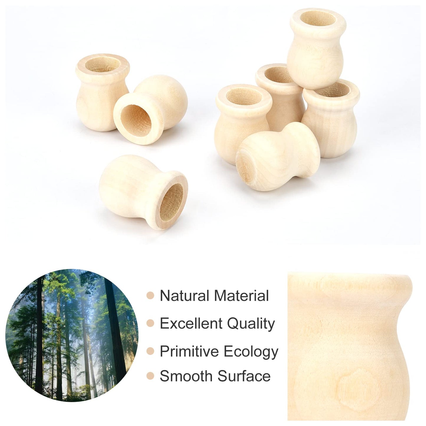 GORGECRAFT 1.5 Inch 10pcs Unfinished Wood Candle Cups Blank Candle Holders Wooden Candlesticks 4/5 Inch Hole Classics Flower Container for Hand - WoodArtSupply