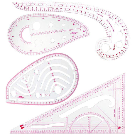 BUDDE Sew French Curve Metric Ruler - 4 Style Fashion Clear Metric Sewing Ruler Set, French Curve Pattern Ruler Kit for Beginners Tailors Designers BUDDE