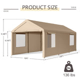 Gardesol Carport, 10'x20' Heavy Duty Carport with Roll-up Ventilated Windows, Portable Garage with Removable Sidewalls & Doors for Car, Truck, Boat, Gardesol