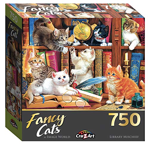 Cra-Z-Art Fancy Cats 750 Piece Jigsaw Puzzle - Library Mischief - WoodArtSupply