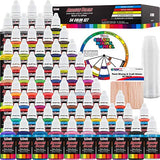 U.S. Art Supply 54 Color Ultimate Acrylic Airbrush, Leather & Shoe Paint Set with Cleaner, Thinner, 50-Plastic Mixing Cups, 50-Wooden Mix Sticks and U.S. Art Supply