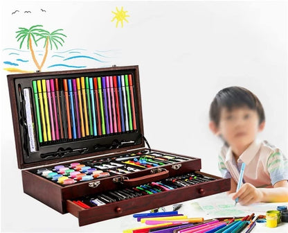 RMENST 130 Piece Art Set, Art Set in Portable Wooden Case, Crayons, Oil Pastels, Colored Pencils,Watercolor Cakes, Brushes, Art Supplies for Teens - WoodArtSupply