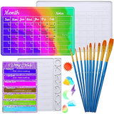 Resin Moulds with Paint Brush, FineGood Calendar Resin Moulds Silicone Resin Kit Month Week Planner Silicone Moulds for Resin Casting FineGood