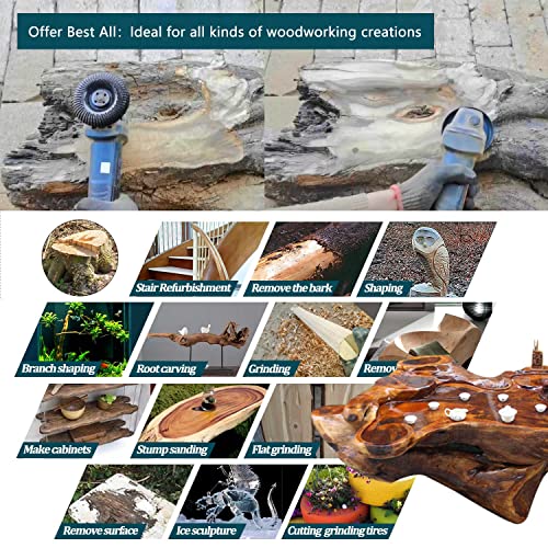 OBA Grinder Wheel Disc 4 Inch Wood Shaping Wheel, Wood Grinding Shaping Disk for Angle Grinders with 7/8” Arbor OBA