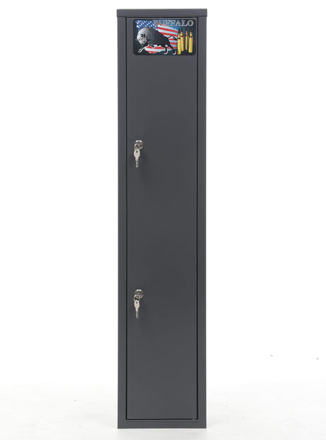 SK New Interiors Buffalo 1015 Gun Rifle Shotgun Metal Small Security Cabinet Safe Storage with Separate Pistol/Ammo Area SK New Interiors