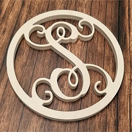 Precision Cut Unfinished Wood Vines Circle Monogram Letter - WoodArtSupply