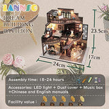 Lannso DIY Dollhouse Miniature Kit, Doll House Kit with Dust Proof Cover and Music Box, Mini Wooden Dollhouse Toys for Adult Gift(M2132) Lannso