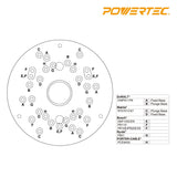 POWERTEC 71381 Dia 5-3/4" Clear Acrylic Offset Router Base Plate with Screws and Multiple Pre Drilled Holes for Trim Routers, Fits Bosch, DeWalt, POWERTEC