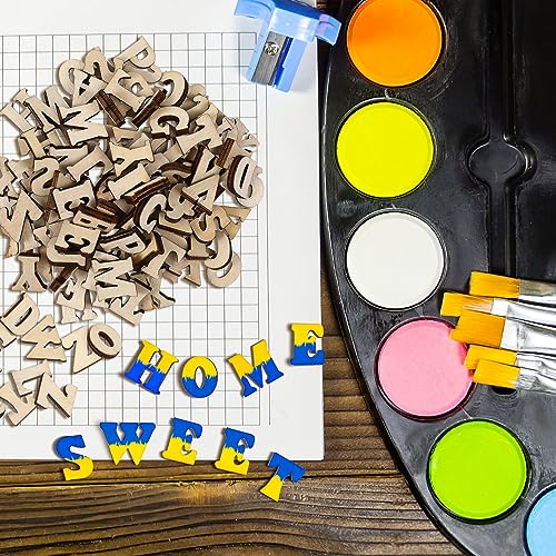 KALLORY 15mm Wood Alphabet Letters, 200pcs Unfinished Mini Blank Wood Symbols A-z Wood Pieces for Wedding Day Decor, Spelling Education, DIY Homemade KALLORY