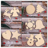 Tatuo 120 Pieces Unfinished Wooden Ornaments Christmas Wood Ornaments Hanging Embellishments Crafts for DIY, Christmas Hanging Decoration in 10 Tatuo