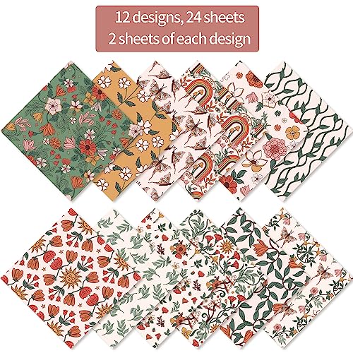 6x6” 160gsm cardstock Single Sided Scrapbooking 24 Paper Pad vintage decoupage scrapbook kit patterned paper junk journal supplies journaling supply - WoodArtSupply