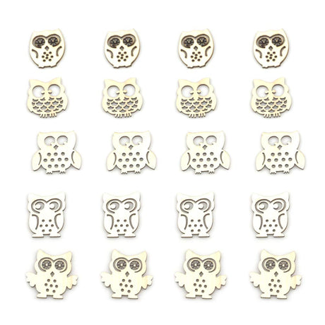 EXCEART Animal Wood Slices 60pcs Natural Wood Slices Owl Unfinished Wood Animal Craft Hanging Wooden Circles with Hole Tree Slice for Arts Painting EXCEART