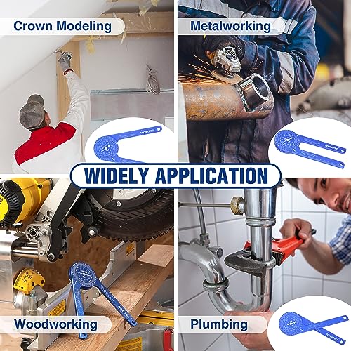 WORKPRO Aluminum Miter Saw Protractor, 7.3 Inch Angle Finder Featuring Precision Laser Engraved Scales for Inside and Outside Corner, Carpenters, WORKPRO