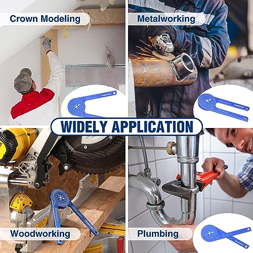 WORKPRO Aluminum Miter Saw Protractor, 7.3 Inch Angle Finder Featuring Precision Laser Engraved Scales for Inside and Outside Corner, Carpenters, - WoodArtSupply