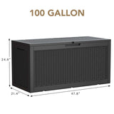 Devoko 100 Gallon Waterproof Large Resin Deck Box Indoor Outdoor Lockable Storage Container for Patio Furniture Cushions, Toys and Garden Tools (100 Devoko