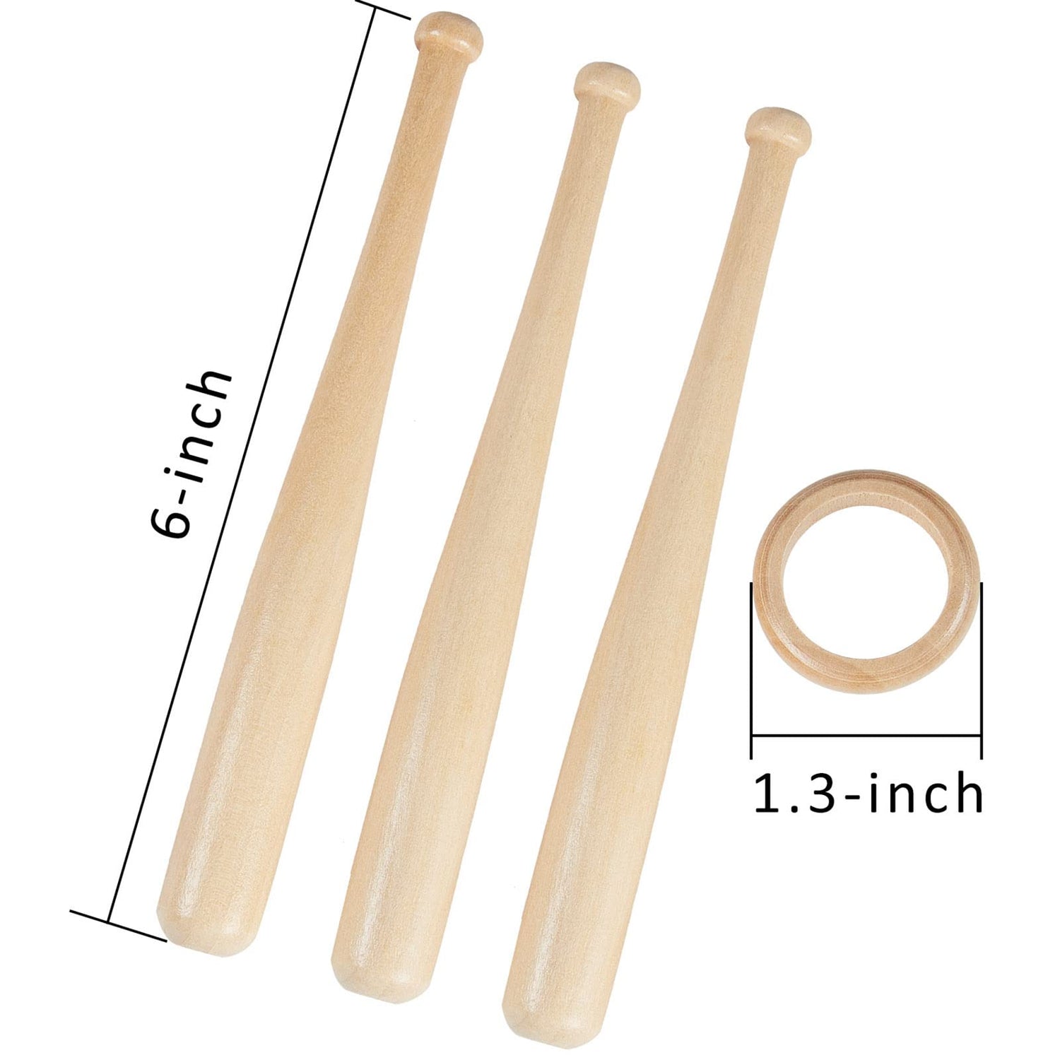 Maitys Wooden Baseball Stand Display Holder with Mini Baseball Bats and Wooden Circles for Baseball Players Fans (8) Maitys