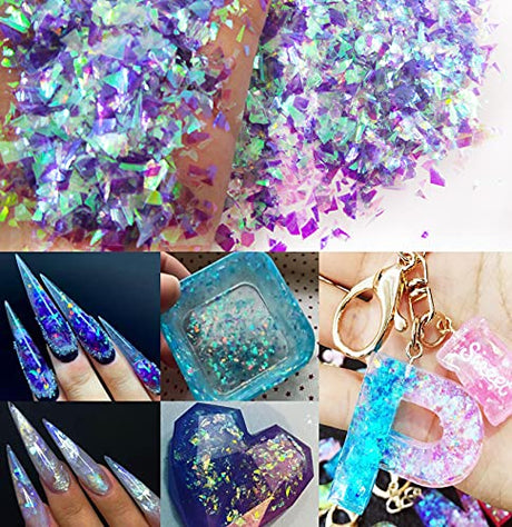 12 Colors Iridescent Chunky Glitter Flakes Kit Irregular Resin Epoxy Art Craft Paint Glitters Sparkles Accessories Festival Cosmetic Body Glitter LoveOurHome