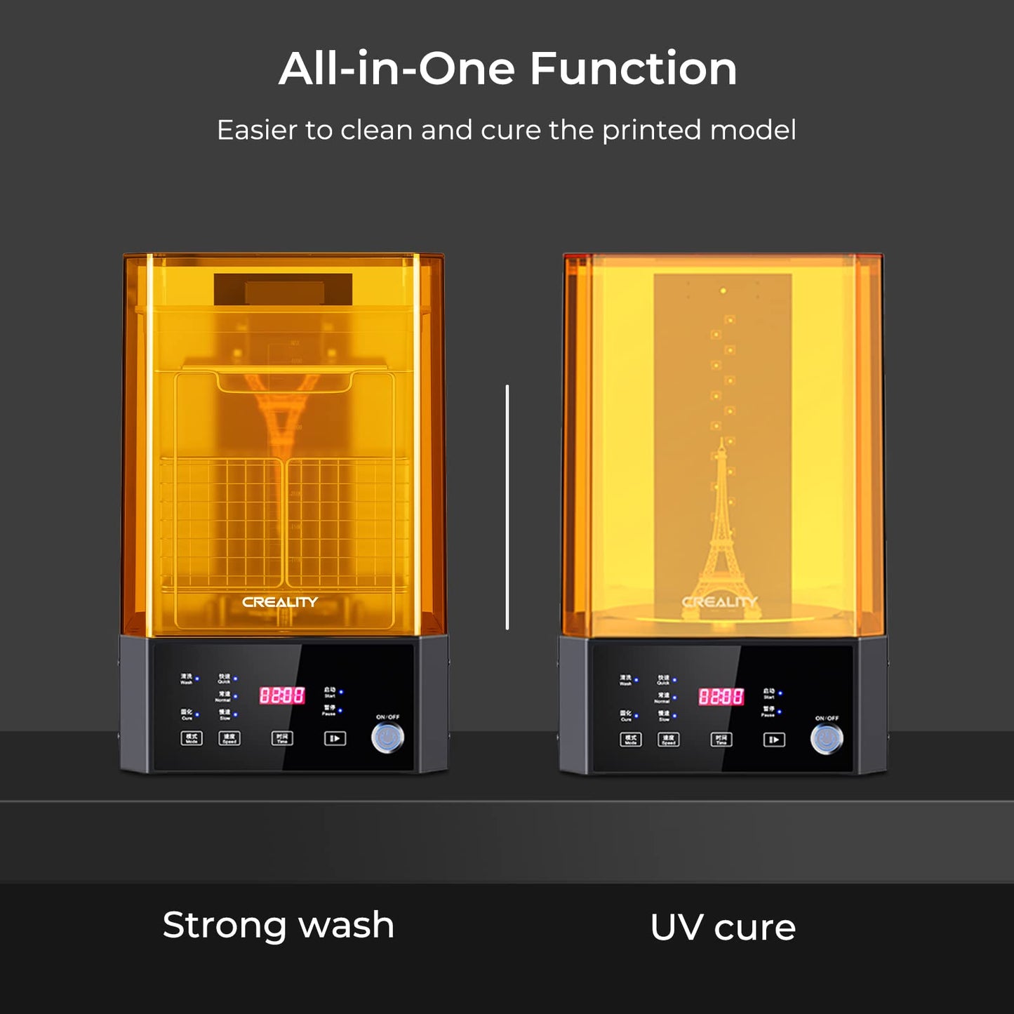 Creality Wash and Cure Station UW-01 2 in 1 Machine Resin 3D Printer UV Curing Rotary Box Bucket for LCD/DLP/SLA Washing Size 7.48x6.06x7.87 inches - WoodArtSupply