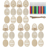 72 Pcs Wooden Egg Cutouts Blank Wooden Easter Ornaments Hanging Wood Pieces Unfinished Wood for Crafting Painting DIY Projects BFLCTTBD