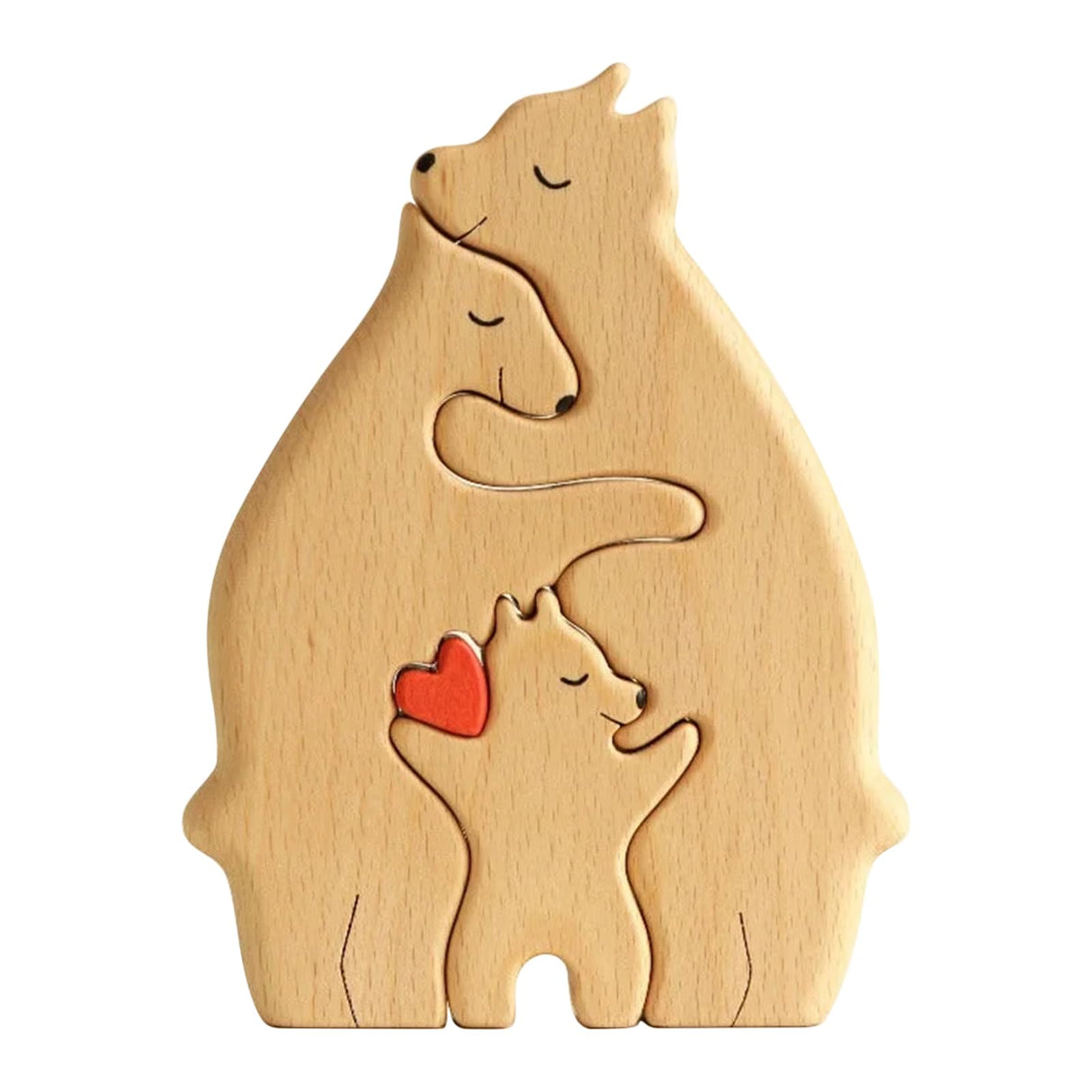 Wooden Bears Family Art Puzzle, Wooden Family Blocks Hand Carved Couple Animal Figurine, Wooden Sculpture, Christmas, Birthday Gifts for Mom, Dad (A) Generic