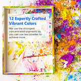 Rolio - Fluorescent Powder - 12 3g Jars of Pigment for Paint, Dye, Soap Making, Nail Polish, Epoxy Resin, Candle Making, Bath Bombs, Slime Rolio