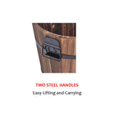 Small Wooden Bucket Barrel Planters – 6.3’’＋5.3'' Rustic Flower Planters Pots Boxes Container with Drainage Holes for Indoor Home Decor Small Plants, HappyDecor