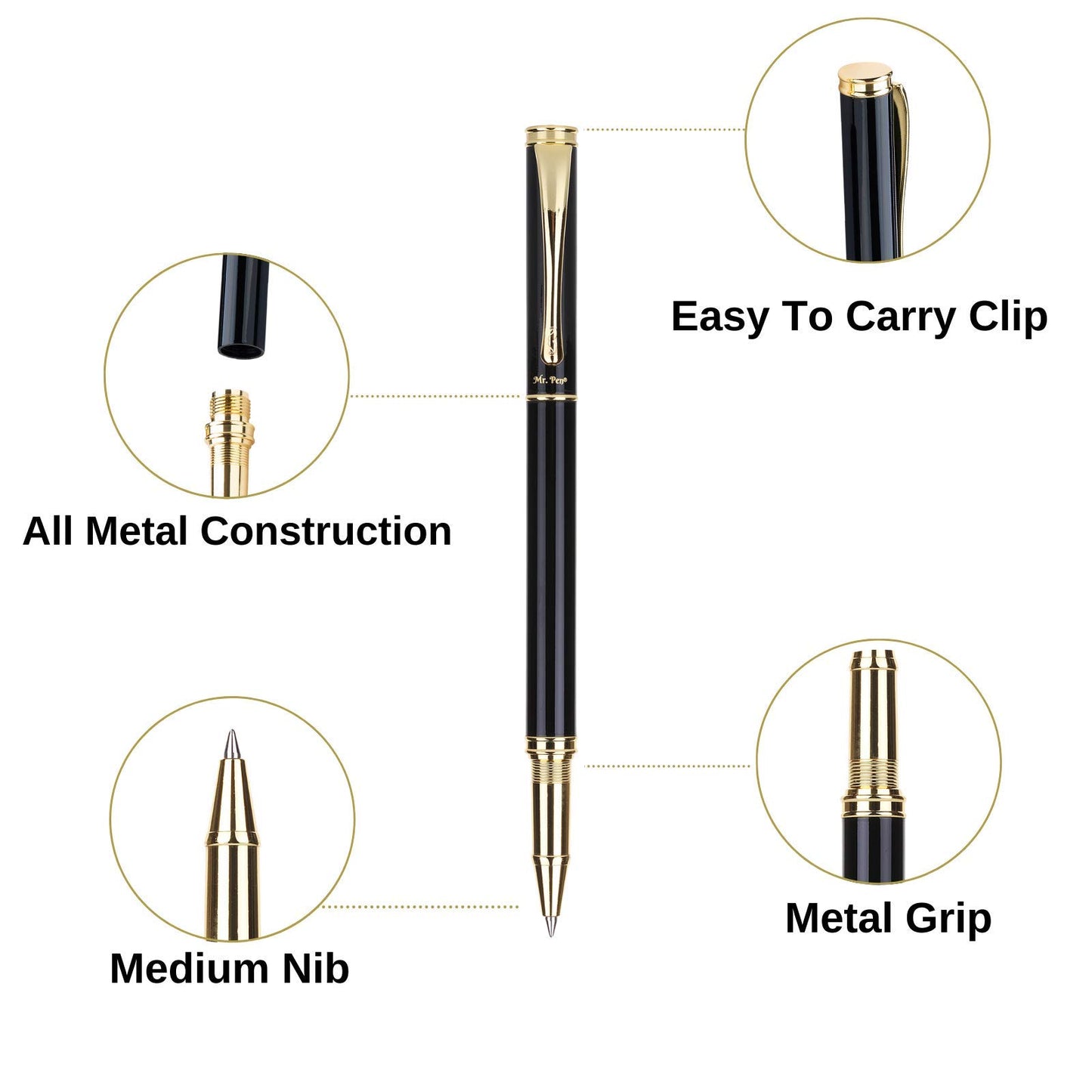 Mr. Pen- Luxury Pen, Black Barrel, Black Ink, Fancy Pen, Fancy Pens for Men, Nice Pens for Men, Pen Gift, Writing Pens, Metal Pen, Fancy Pens for - WoodArtSupply