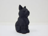 Selsela Black Cat Figurine Handmade Wood Carved Small Statue Halloween Decor Pet Craft Miniature Animal Selsela