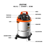 Armor All VO408S 0901 4 Gallon Wet/Dry Vac 3.0 Peak HP Shop Vacuum with 3 Nozzles and 1 Brush, Stainless Steel Tank, Orange Armor All