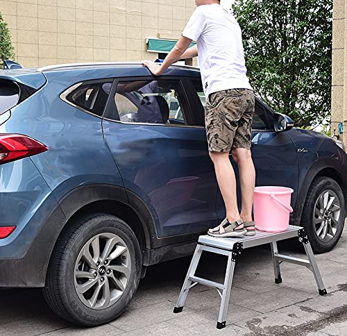 LEADALLWAY Work Platform 30"x12"Step Ladder Heavy Duty Foldable Aluminum Platform 330 LBS Capacity LEADALLWAY