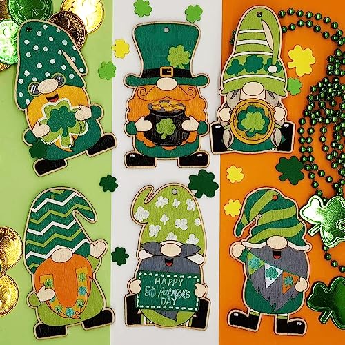 48 Sets Unfinished Gnome Wooden Ornament Crafts Hanging Gnome Cutout Slices Decorations Blank Wooden DIY Craft Kits Painting for All Festival