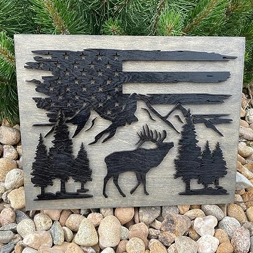 Mountain Stencils for Painting on Wood Burning Stencils and Patterns Reusable Nature Deer Tree Stencils for Crafts Canvas Furniture Wall Drawing yhslmh