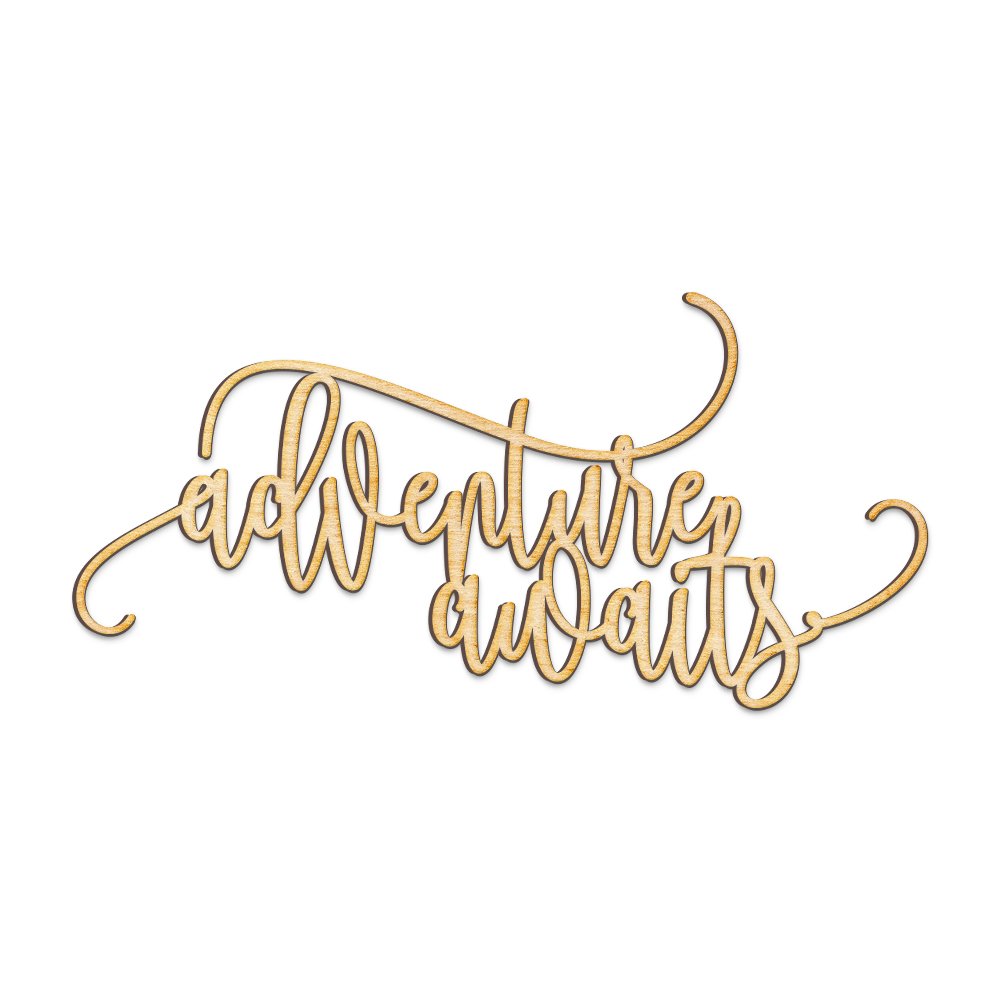Adventure Awaits Wood Sign Home Décor Wall Art Unfinished 24" x 12" Woodums