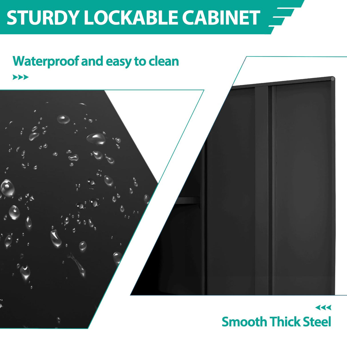 INTERGREAT Steel Storage Cabinet with Lock, Lockable Metal Storage Cabinets with 2 Adjustable Shelves, Black Counter Height Garage Cabinet INTERGREAT