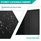 INTERGREAT Steel Storage Cabinet with Lock, Lockable Metal Storage Cabinets with 2 Adjustable Shelves, Black Counter Height Garage Cabinet INTERGREAT