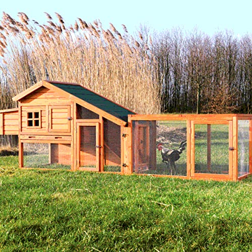 TRIXIE Outdoor Run with Cover, Chicken Cage, Chicken Backyard, Playground, Brown, 45.25 x 26.75 x 27.75 inches TRIXIE