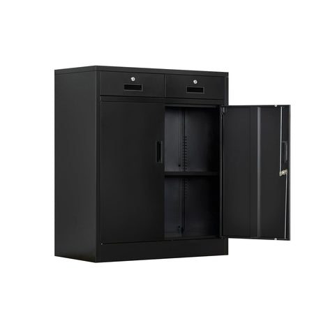 TaskStorz Metal Garage Storage Cabinets，Metal File Cabinet with 2 Locking Drawers, Lockable Storage Cabinets for Office, Home, Garage, Warehouse TaskStorz