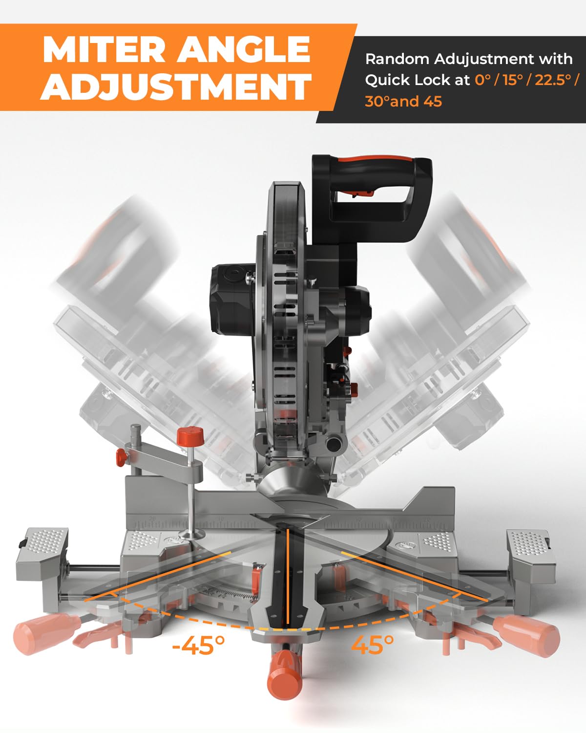 DWT Sliding Miter Saw, 12-inch Compound Miter Saw with Double Bevel Cutting(-45°/0°/+45°)/Laser Guide/9 Positive Stops/3800RPM, 15Amp Miter Saw with - WoodArtSupply