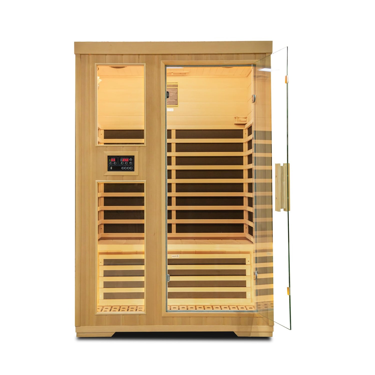 Zugoni 2 Person Far Infrared Indoor Sauna Room,1850w Carbon Canadian Hemlock Wooden Dry Sauna with Dual Control Panel and MP3 Controller, 8 Carbon Zugoni