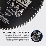 DuraForce 10 Inch 80 Tooth Professional Fine Finish ATB Saw Blade with 5/8 Inch Arbor & DuraGuard Anti-Stick Coating for Miter Saws and Table Saws DuraForce