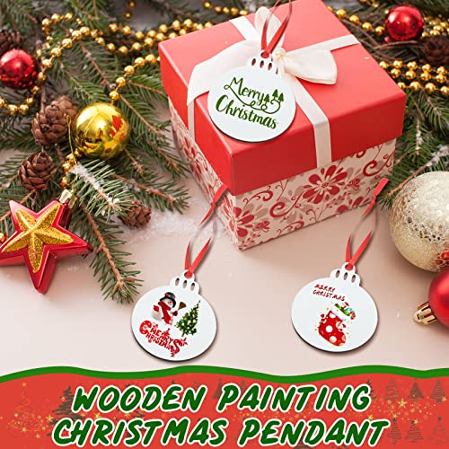 60 Pack Christmas Sublimation Ornaments Blanks MDF Personalized Blanks Ornaments Bulk Christmas Hanging Ornament Pendants for Xmas DIY Tree Queekay