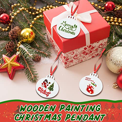 60 Pack Christmas Sublimation Ornaments Blanks MDF Personalized Blanks Ornaments Bulk Christmas Hanging Ornament Pendants for Xmas DIY Tree - WoodArtSupply