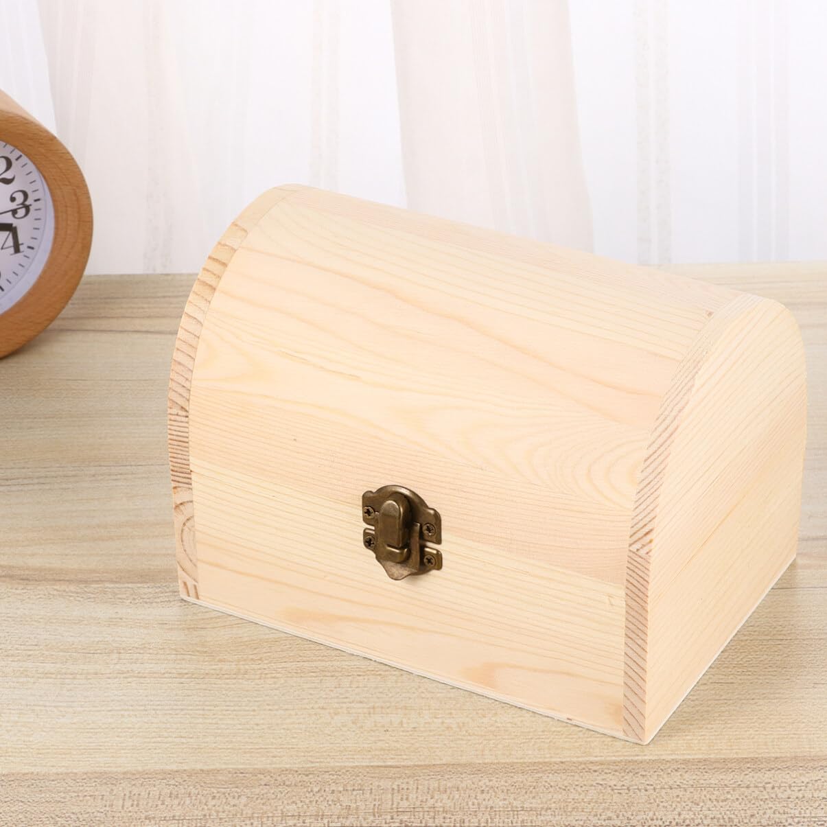 Healifty Treasure Chest 6 Pcs Unfinished Wooden Box - with Hinged Lid -Wood Treasure Boxes -Keepsake Box -Rustic Wood Gift Boxes for DIY Crafts Arts Healifty