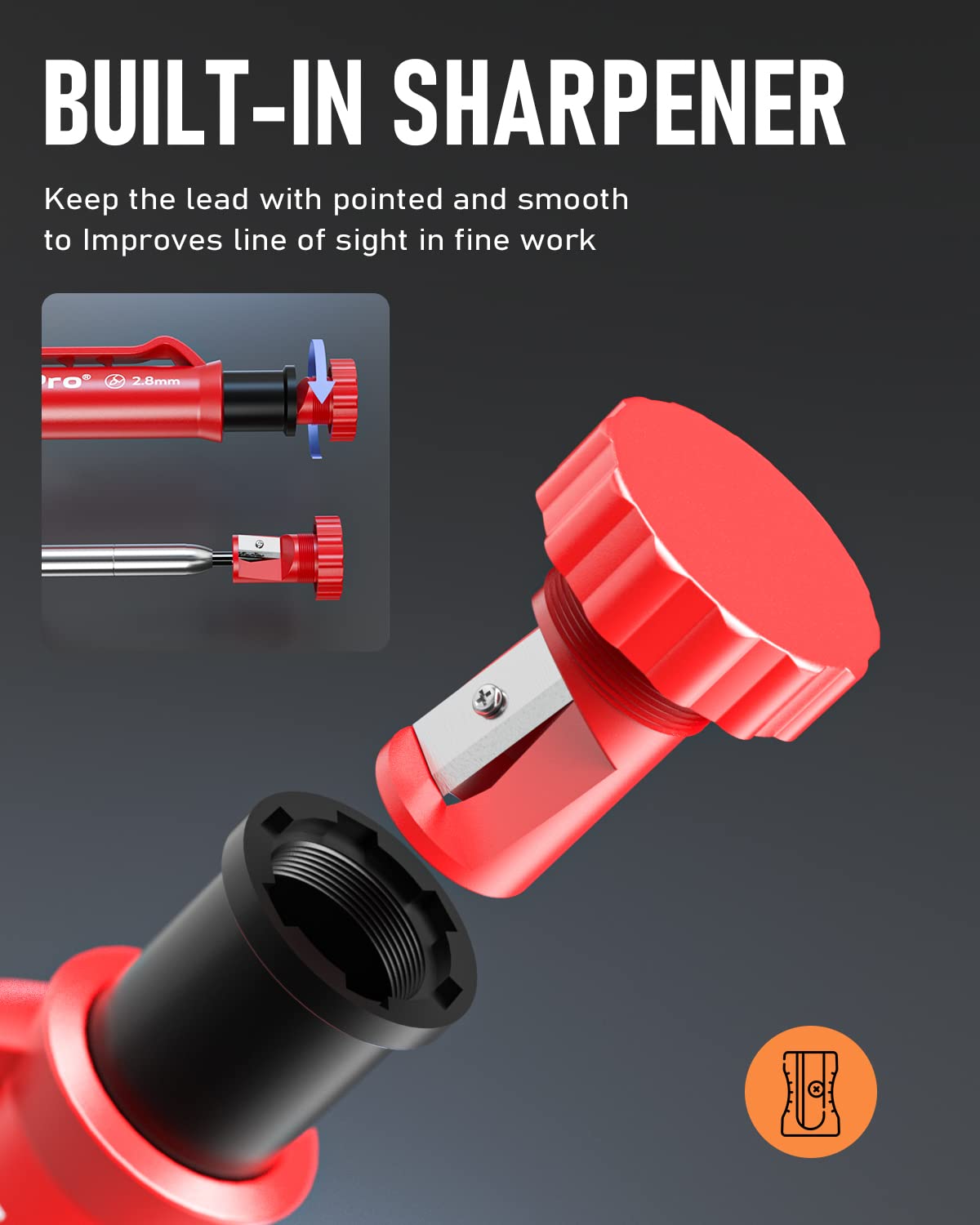 Nicpro 5 Pack Carpenter Pencil with Sharpener, Mechanical Carpenter Pencils with 41 Refills (Red, Black, Yellow), Deep Hole Marker Construction Heavy Nicpro