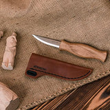 BeaverCraft Sloyd Knife C4s 3.14" Wood Carving Sloyd Knife with Leather Sheath for Whittling and Roughing for Beginners and Profi Durable High Carbon BeaverCraft